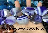 CAA2771 25*32mm - 27*35mm faceted freeform line agate beads