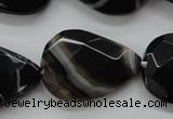 CAA278 15.5 inches 23*30mm faceted teardrop black line agate beads