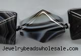 CAA292 15.5 inches 20*20*30mm black line agate gemstone beads