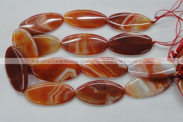 CAA296 15.5 inches 30*60mm oval red line agate gemstone beads