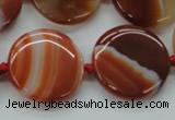 CAA298 15.5 inches 25mm flat round red line agate gemstone beads