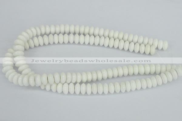 CAA30 15.5 inches 6*12mm rondelle white agate gemstone beads