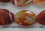 CAA303 15.5 inches 18*25mm faceted oval red line agate beads