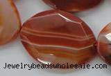 CAA304 15.5 inches 28*40mm faceted oval red line agate beads