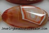 CAA305 15.5 inches 32*52mm faceted oval red line agate beads