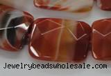 CAA308 15.5 inches 22*30mm faceted rectangle red line agate beads