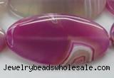 CAA313 15.5 inches 30*60mm oval fuchsia line agate beads