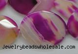 CAA315 15.5 inches 20*26mm faceted oval fuchsia line agate beads