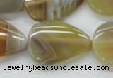 CAA320 15.5 inches 22*32mm flat teardrop yellow line agate beads