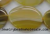 CAA321 15.5 inches 30*40mm oval yellow line agate beads