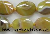 CAA324 15.5 inches 18*25mm faceted oval yellow line agate beads