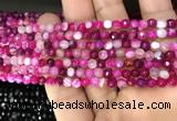 CAA3251 15 inches 4mm faceted round line agate beads wholesale