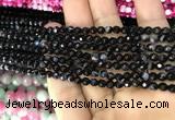 CAA3257 15 inches 4mm faceted round line agate beads wholesale