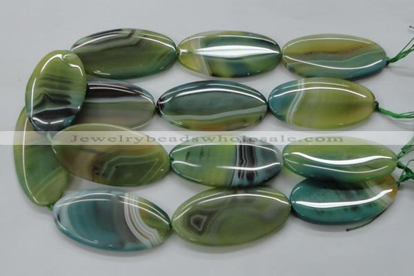 CAA330 15.5 inches 30*40mm oval green line agate beads