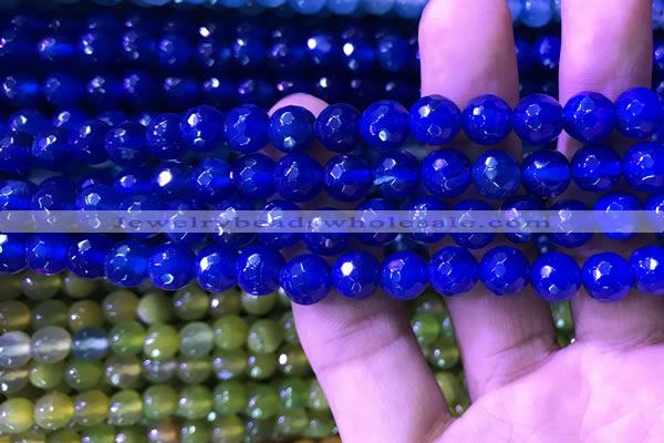 CAA3336 15 inches 8mm faceted round agate beads wholesale