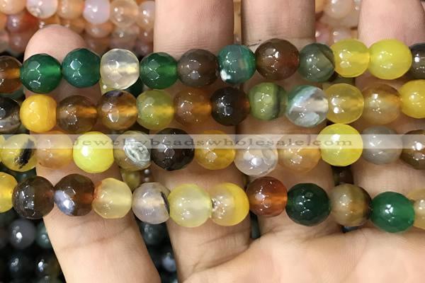 CAA3347 15 inches 8mm faceted round agate beads wholesale