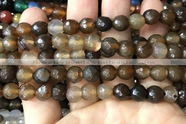 CAA3349 15 inches 8mm faceted round agate beads wholesale