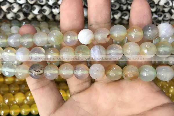 CAA3364 15 inches 10mm faceted round agate beads wholesale