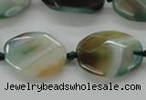 CAA337 15.5 inches 18*25mm faceted oval green line agate beads