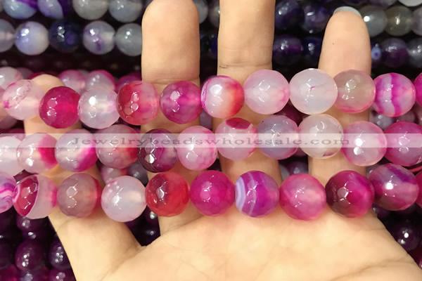 CAA3399 15 inches 12mm faceted round agate beads wholesale