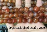 CAA3400 15 inches 12mm faceted round agate beads wholesale