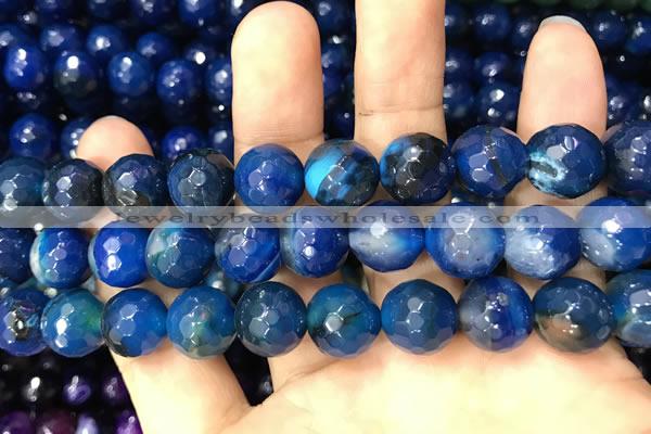 CAA3407 15 inches 12mm faceted round agate beads wholesale