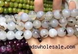 CAA3420 15 inches 14mm faceted round agate beads wholesale