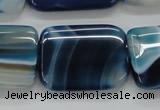 CAA343 15.5 inches 22*30mm rectangle blue line agate beads