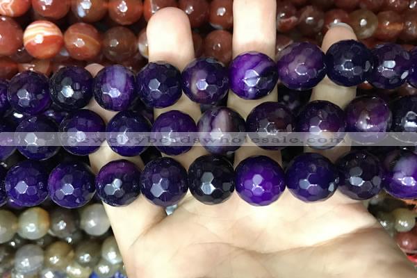 CAA3446 15 inches 16mm faceted round agate beads wholesale