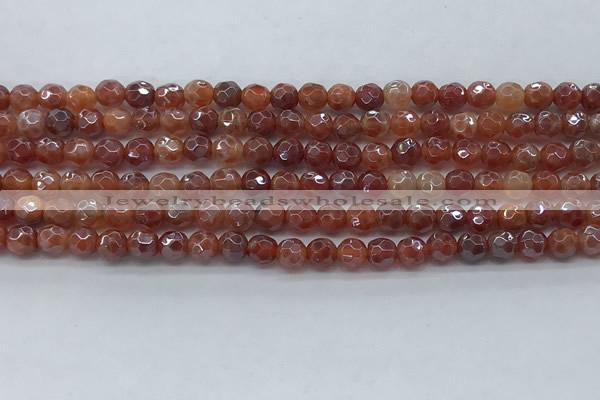 CAA3508 15.5 inches 4mm faceted round AB-color fire agate beads