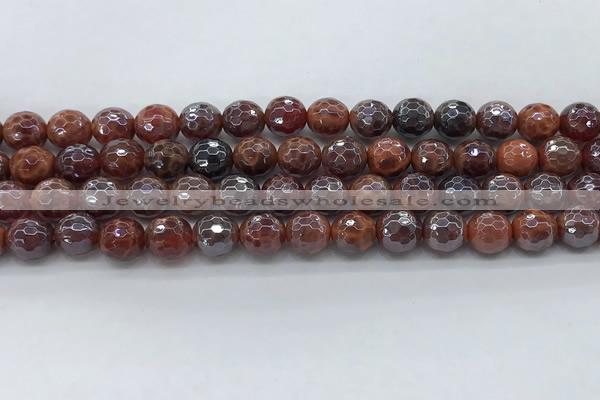 CAA3510 15.5 inches 8mm faceted round AB-color fire agate beads