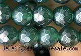 CAA3543 15.5 inches 6mm faceted round AB-color green agate beads