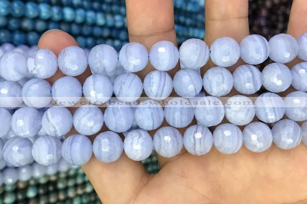 CAA3561 15.5 inches 10mm faceted round blue lace agate beads