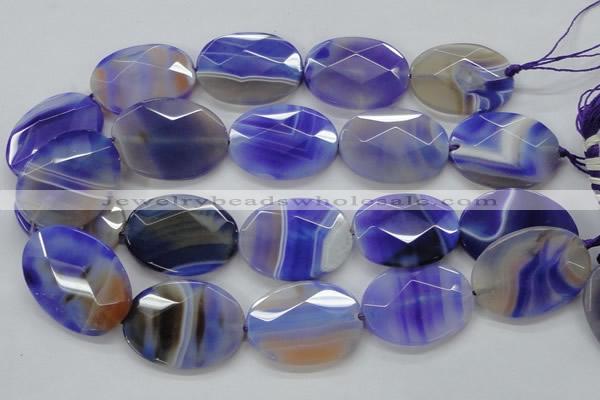 CAA359 15.5 inches 30*40mm faceted oval violet line agate beads