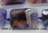 CAA362 15.5 inches 25*30mm faceted rectangle violet line agate beads