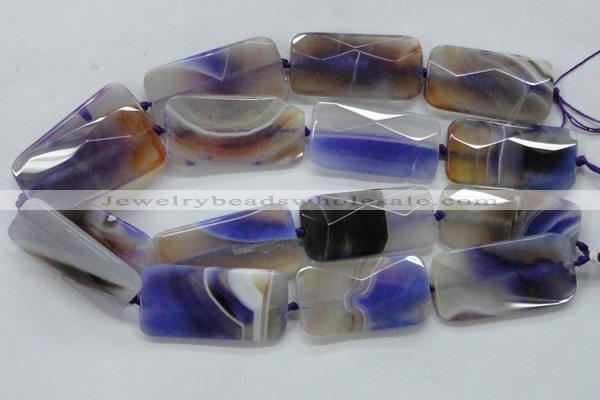 CAA363 15.5 inches 25*50mm faceted rectangle violet line agate beads