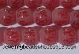 CAA3686 15.5 inches 6mm round matte & carved red agate beads