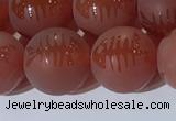 CAA3689 15.5 inches 12mm round matte & carved red agate beads