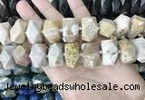 CAA3715 14*22mm - 15*25mm faceted nuggets chrysanthemum agate beads