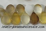 CAA3751 Top drilled 5*8mm flat teardrop line agate beads