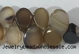 CAA3753 Top drilled 5*8mm flat teardrop line agate beads