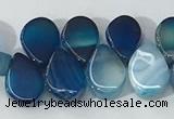 CAA3755 Top drilled 5*8mm flat teardrop line agate beads