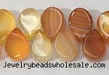 CAA3757 Top drilled 5*8mm flat teardrop line agate beads