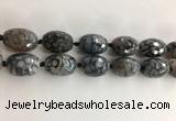 CAA3799 15*25mm - 18*28mm faceted rice dragon veins agate beads