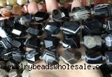 CAA3824 13*17mm - 18*22mm faceted nuggets line agate beads