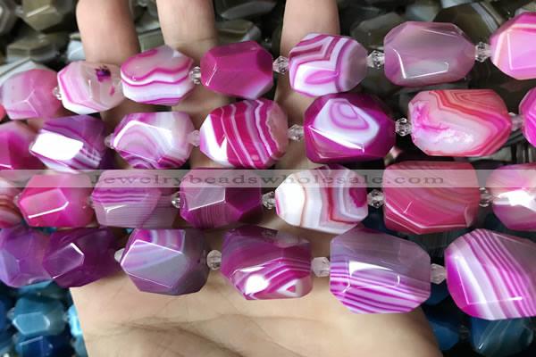 CAA3826 13*17mm - 18*22mm faceted nuggets line agate beads