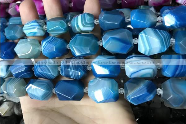 CAA3827 13*17mm - 18*22mm faceted nuggets line agate beads