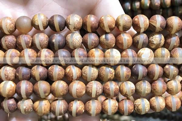 CAA3857 15 inches 8mm round tibetan agate beads wholesale