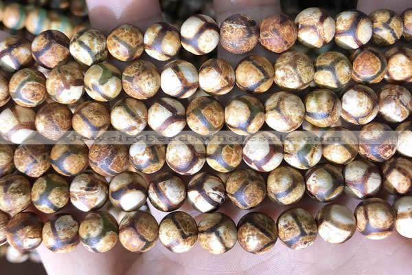 CAA3858 15 inches 8mm round tibetan agate beads wholesale