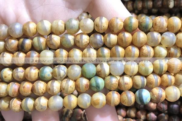 CAA3874 15 inches 8mm round tibetan agate beads wholesale